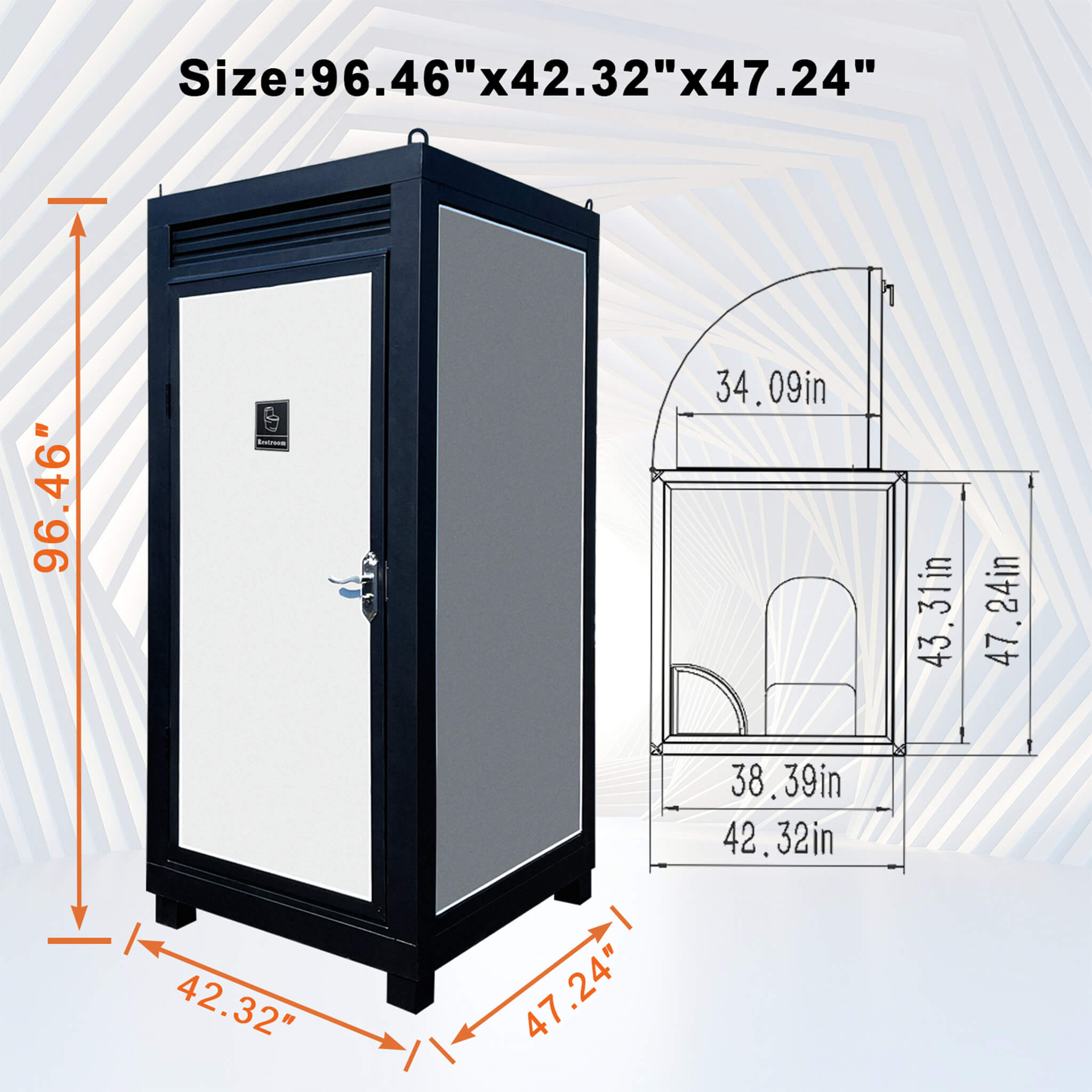 42-Inch One-Person Portable Outdoor Toilet Cabin With Light, Sink And Vent Fan (SAK45672)