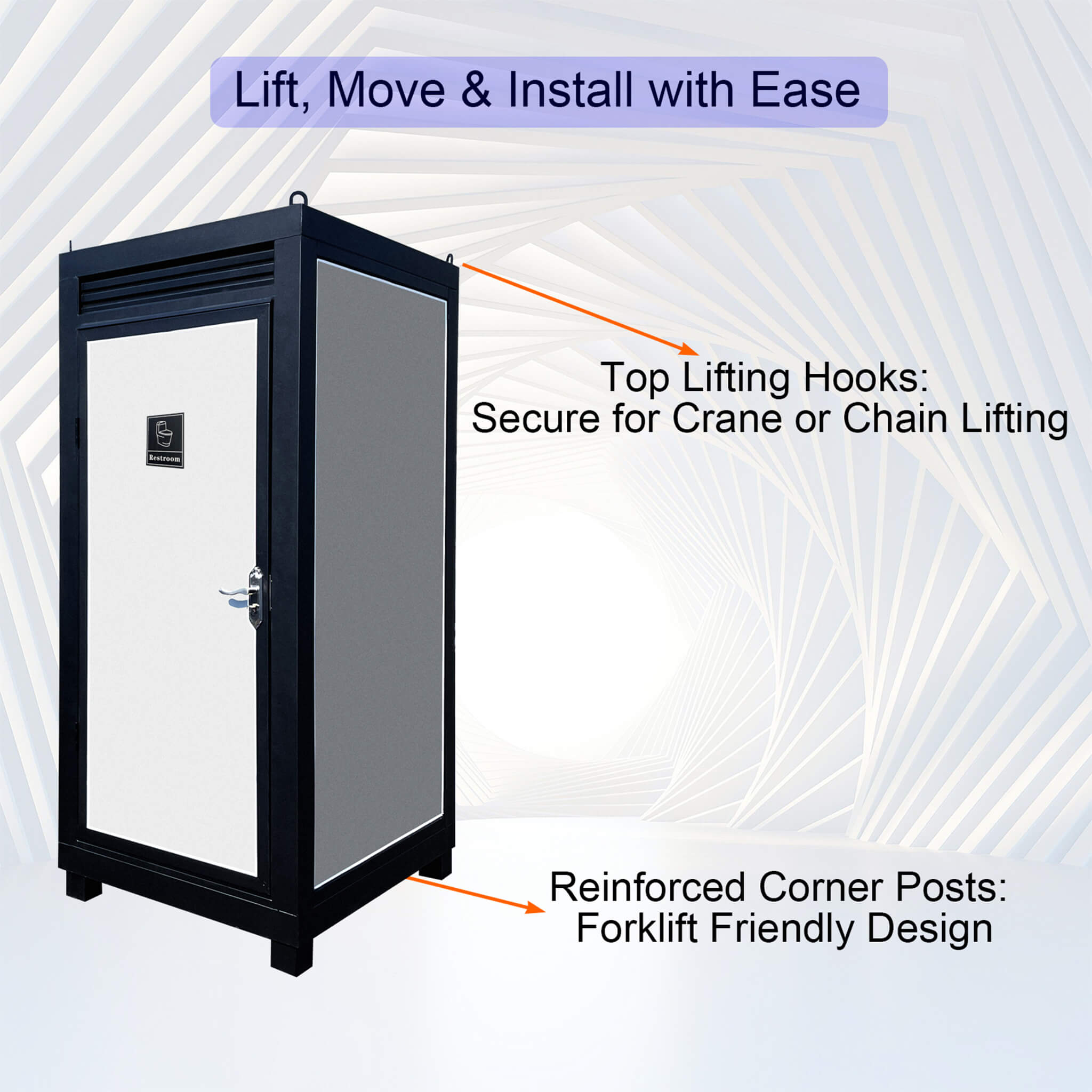 42-Inch One-Person Portable Outdoor Toilet Cabin With Light, Sink And Vent Fan (SAK45672)