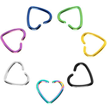 16G Rainbow Anodized Hollow Heart Daith Cartilage Closure Ring