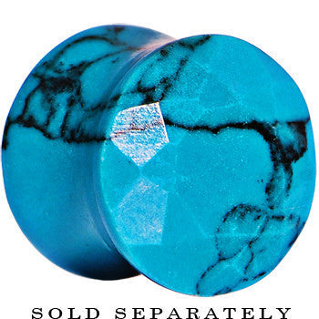 4G Turquoise Semi Precious Stone Faceted Double Flare Plug