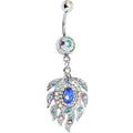 Aurora Double Gem Cubic Zirconia Peacock Feather Belly Ring