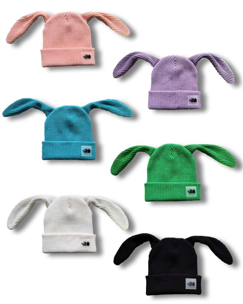 Satin Lined Bunny Beanie Balaclava – Kawaii Ears Hat for Hair Protection, Alt Streetwear Ski Mask, Anime Winter Gift