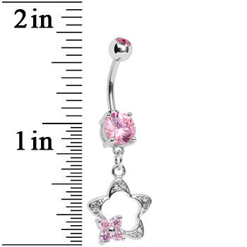 Pink Gem Starflower Belly Ring