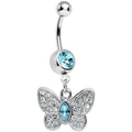 Aqua Gem Marquis Core Butterfly Belly Ring