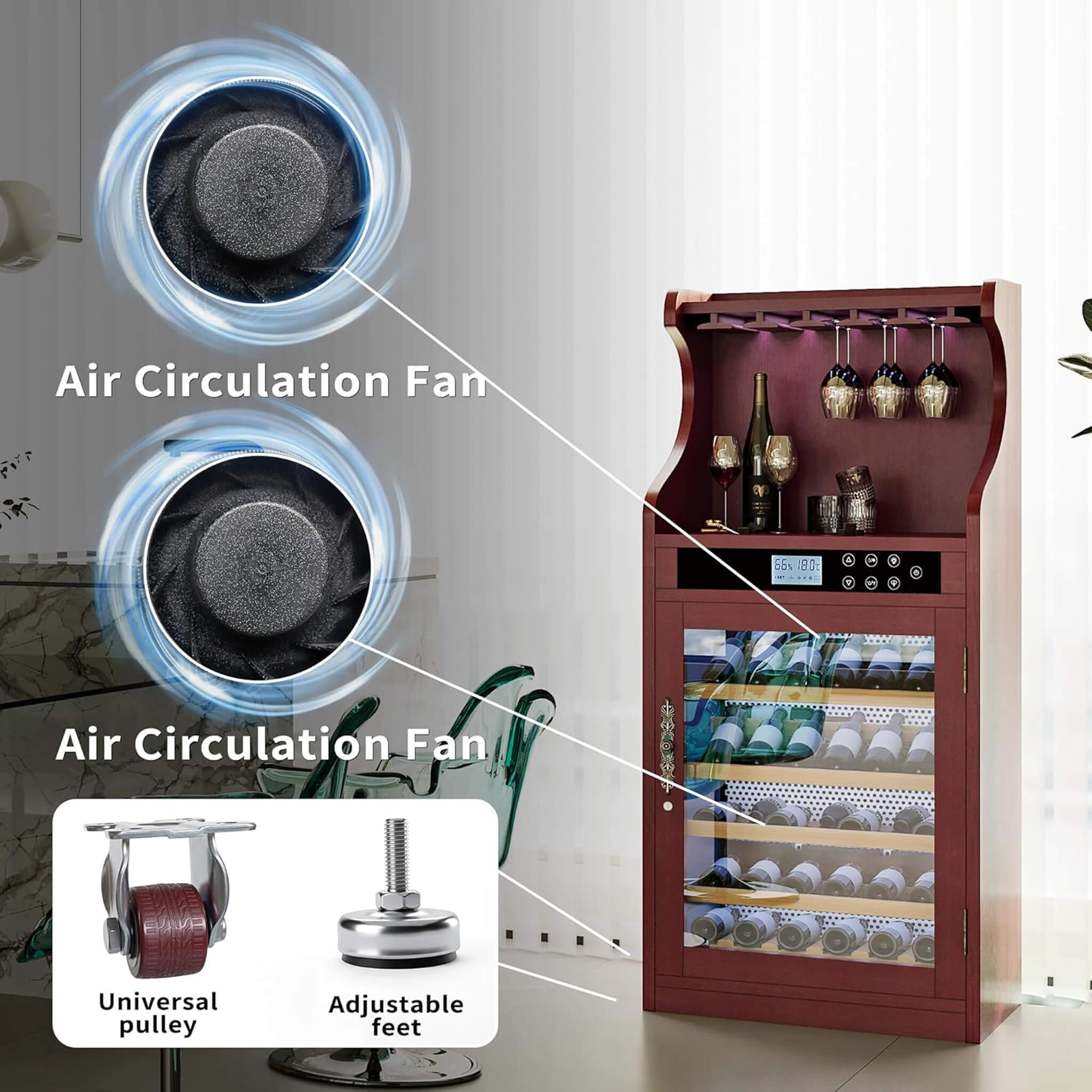 Nuvia 43-Bottle Freestanding Low Noise Wine Cooler Cabinet (SAK56084)
