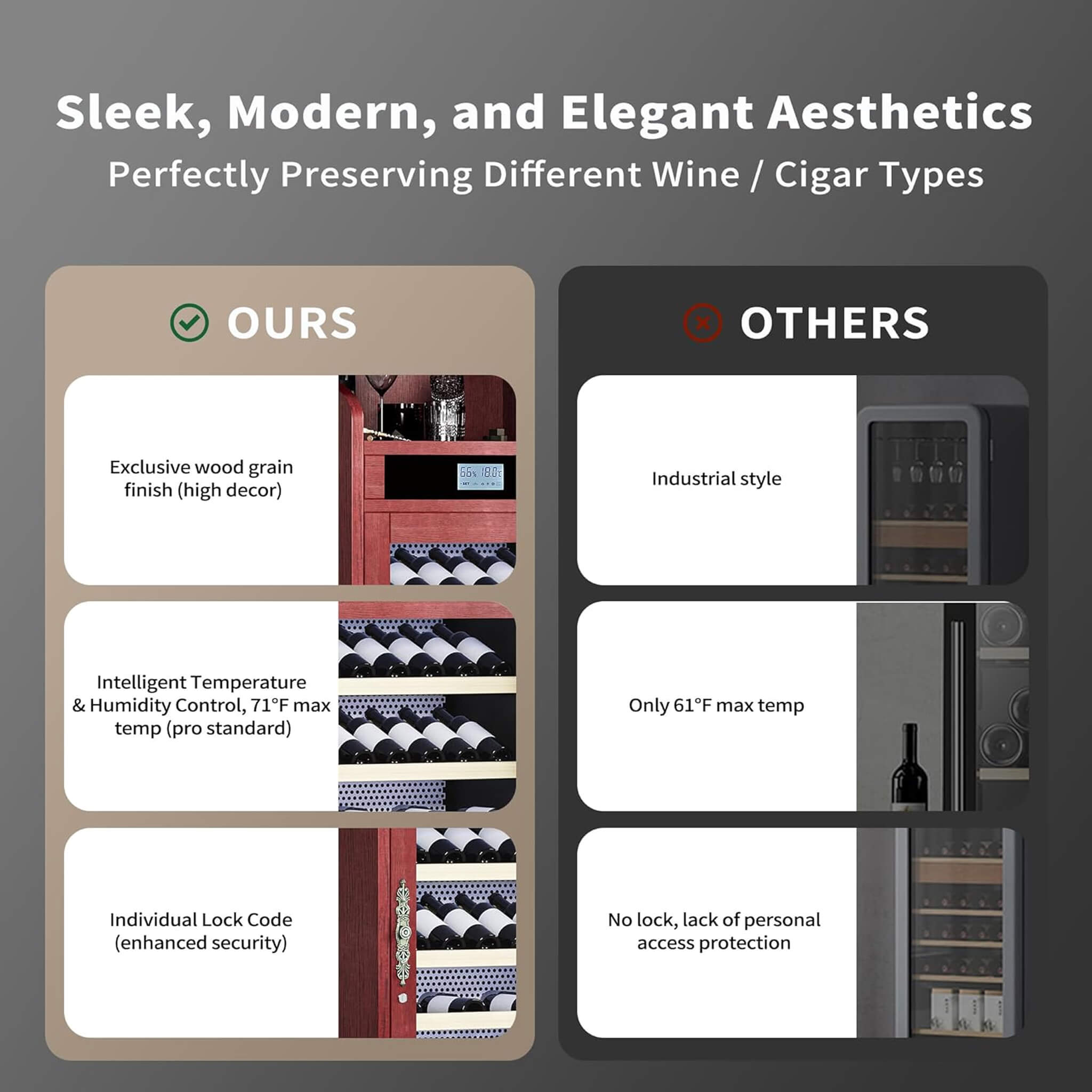 Nuvia 43-Bottle Freestanding Low Noise Wine Cooler Cabinet (SAK56084)