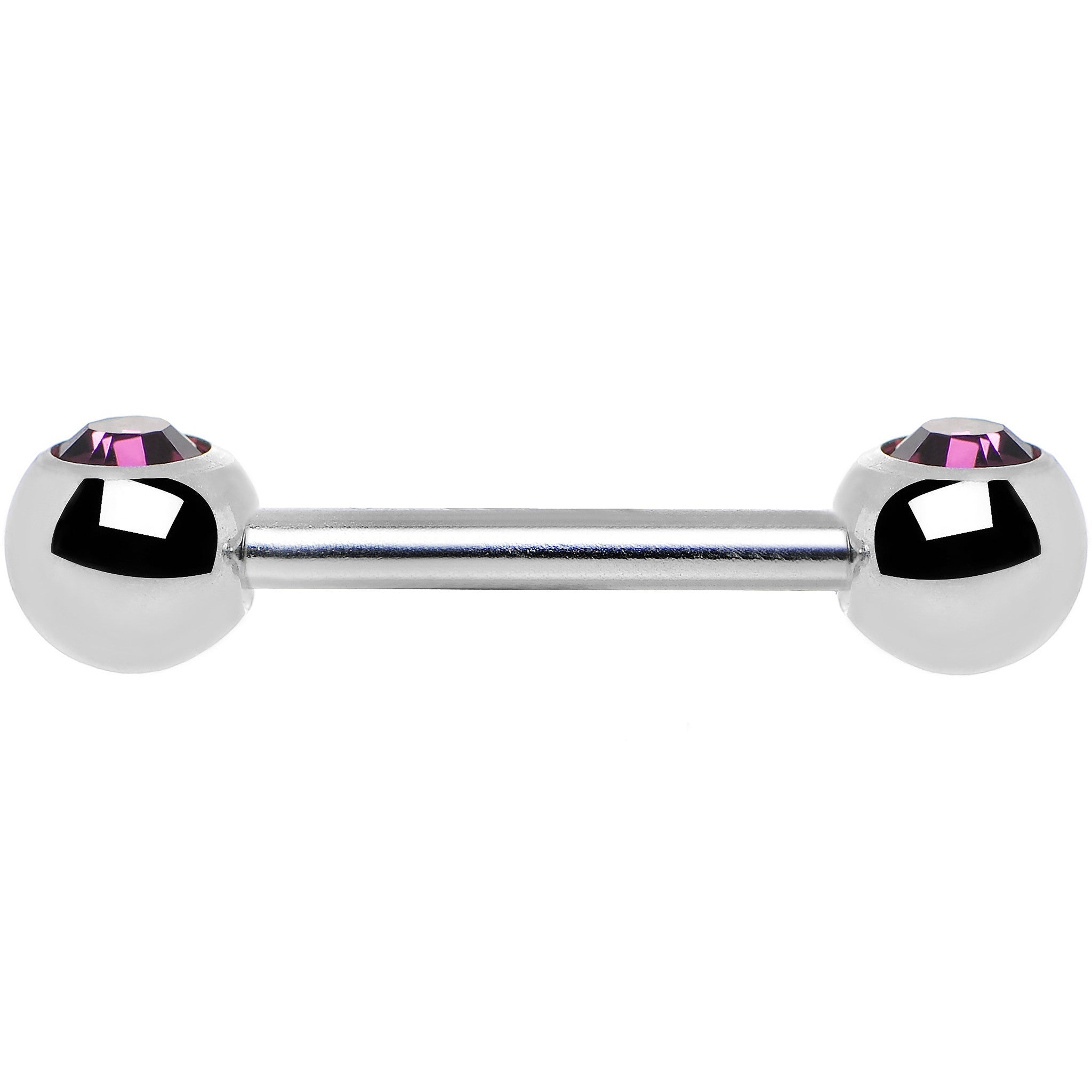 Purple Gem Double Front Facing Steel Nipple Barbell Set