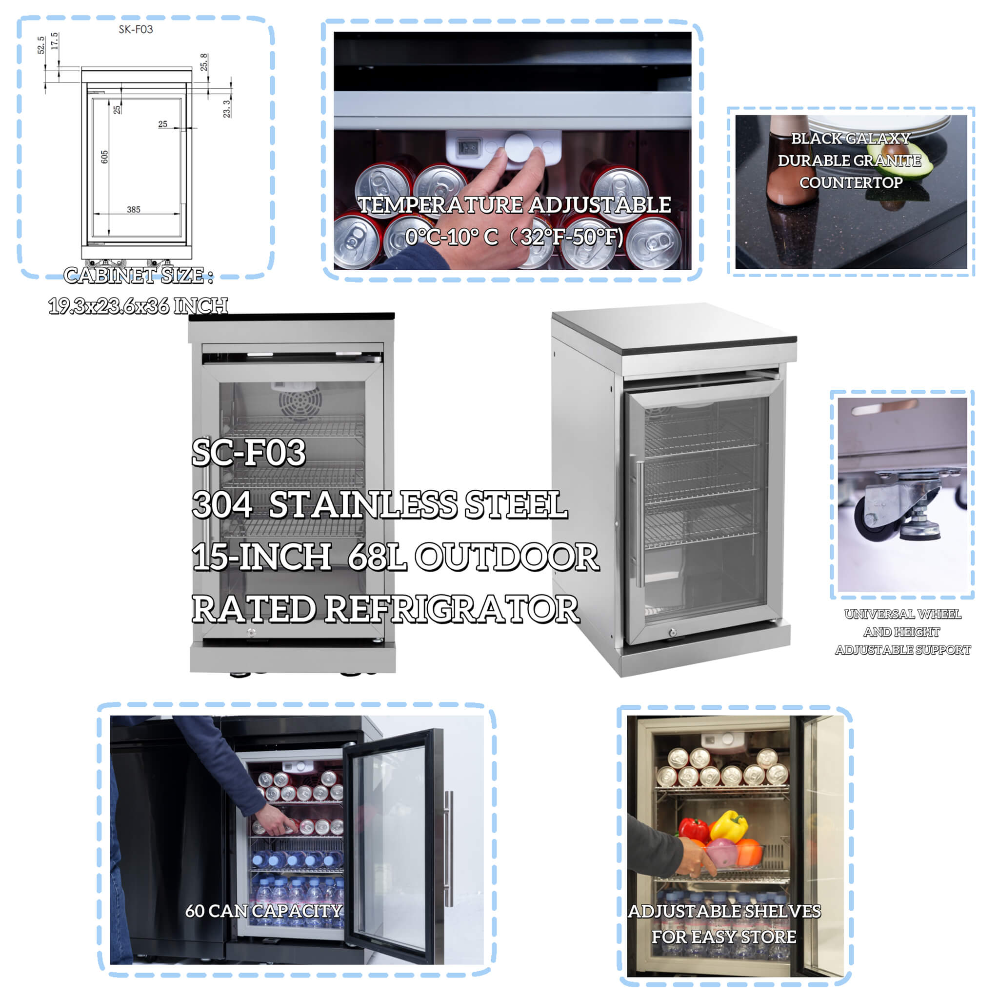 Castelle Flame Verona 44-Inch 6-Burner 85K BTU Stainless Steel Outdoor BBQ Kitchen Grill Island With Wine Cooler, Rotisserie Kit, And Storage Cabinets (SAK97105)