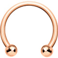 16G Rose Gold Circular Horseshoe Barbell 7/16 3mm Ball
