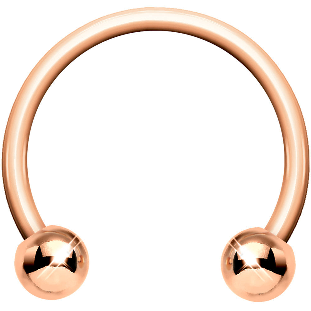 18G Rose Gold  Circular Horseshoe Barbell 3/8 3mm Ball