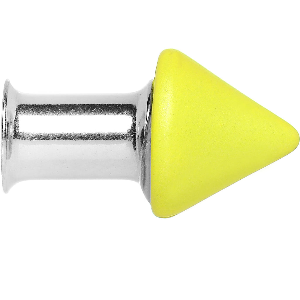 2G Yellow Neon Cone Stainless Steel Plug