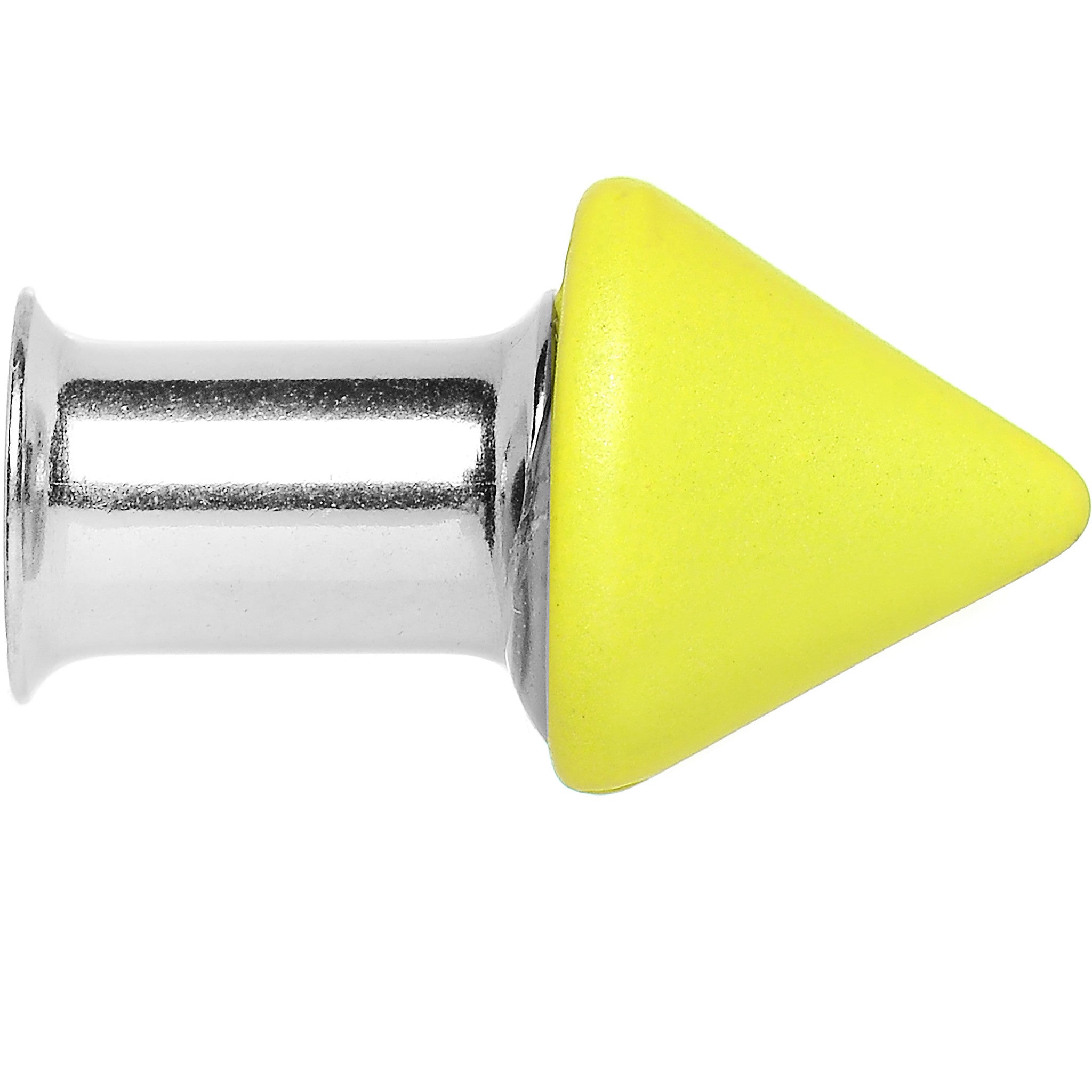 2G Yellow Neon Cone Stainless Steel Plug