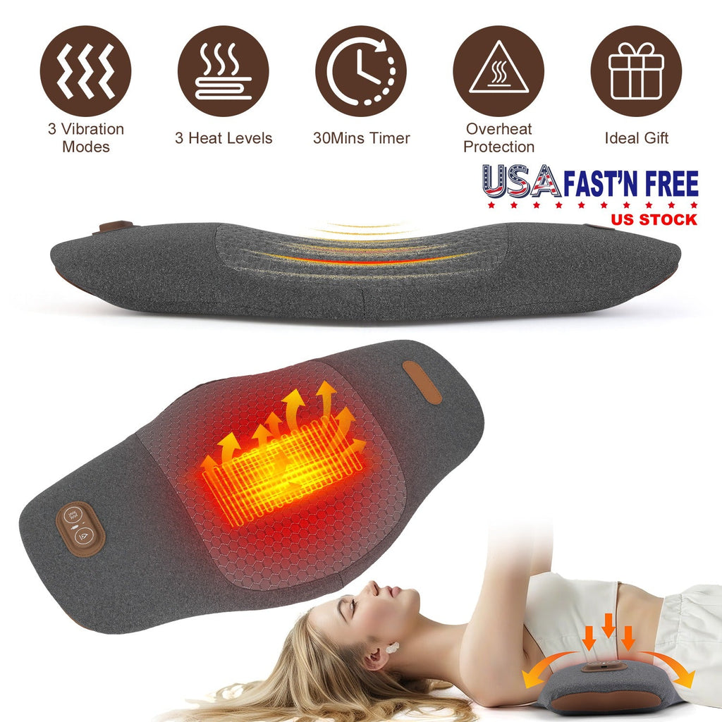2 In 1 Electric Lumbar Massager Support Pillow Memory Foam Lower Back Massager with Heat Vibration Adapter for Pain Relief