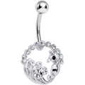 Crystalline Gem Paved Preening Peacock Belly Ring