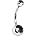 Internally Threaded Black Double Gem Belly Ring 11mm