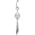 Enchanting Clear Gem Dangle Dreamcatcher Belly Ring