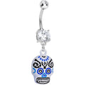 Double Clear Gem Day of the Dead Dangle Belly Ring
