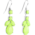 Faux Pale Green Stone Neon Leaf Vine Dangle Earrings