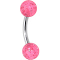 16G 1/4 Steel Acrylic Glitter Pink Curved Barbell