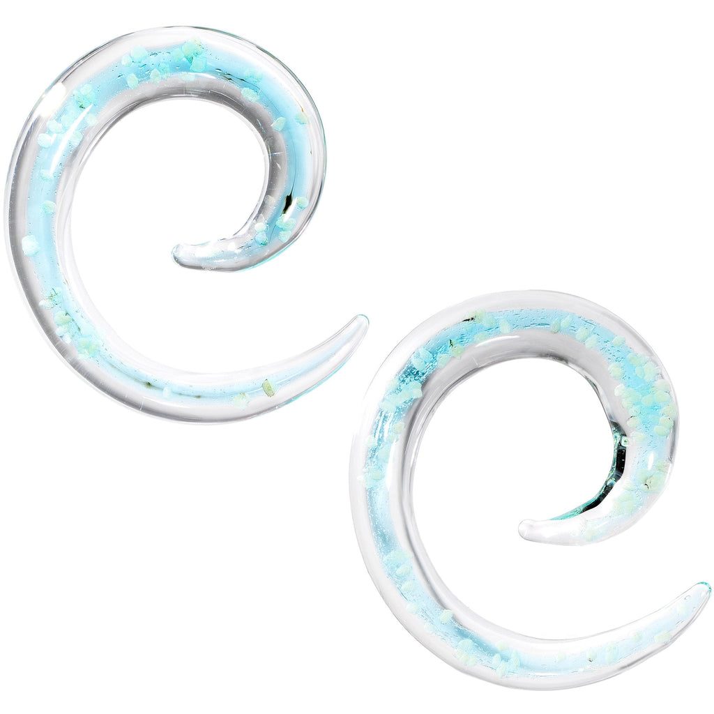 4G Aqua Sky Glow in the Dark Glass Spiral Taper Set