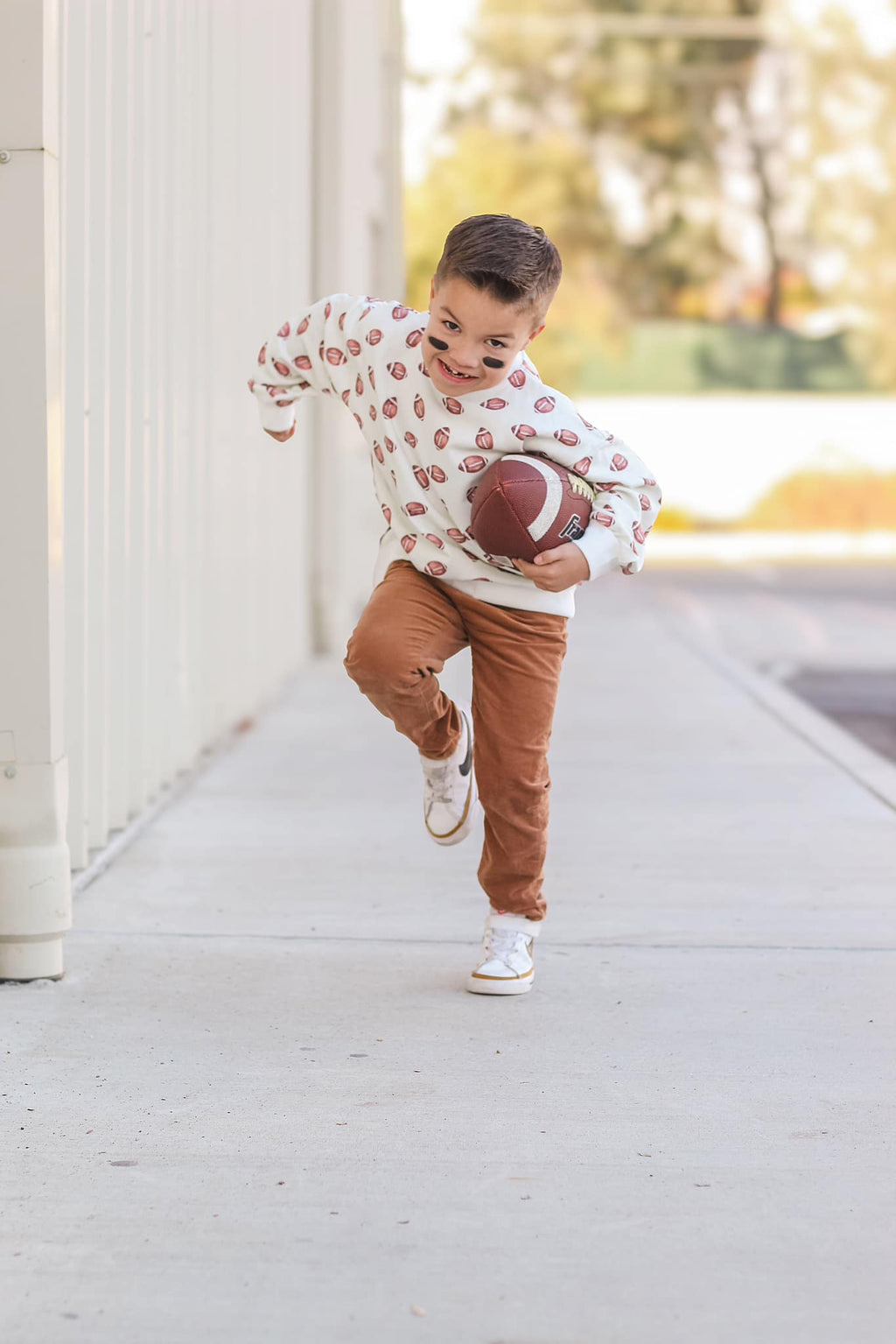 Football Print Crewneck Sweatshirt