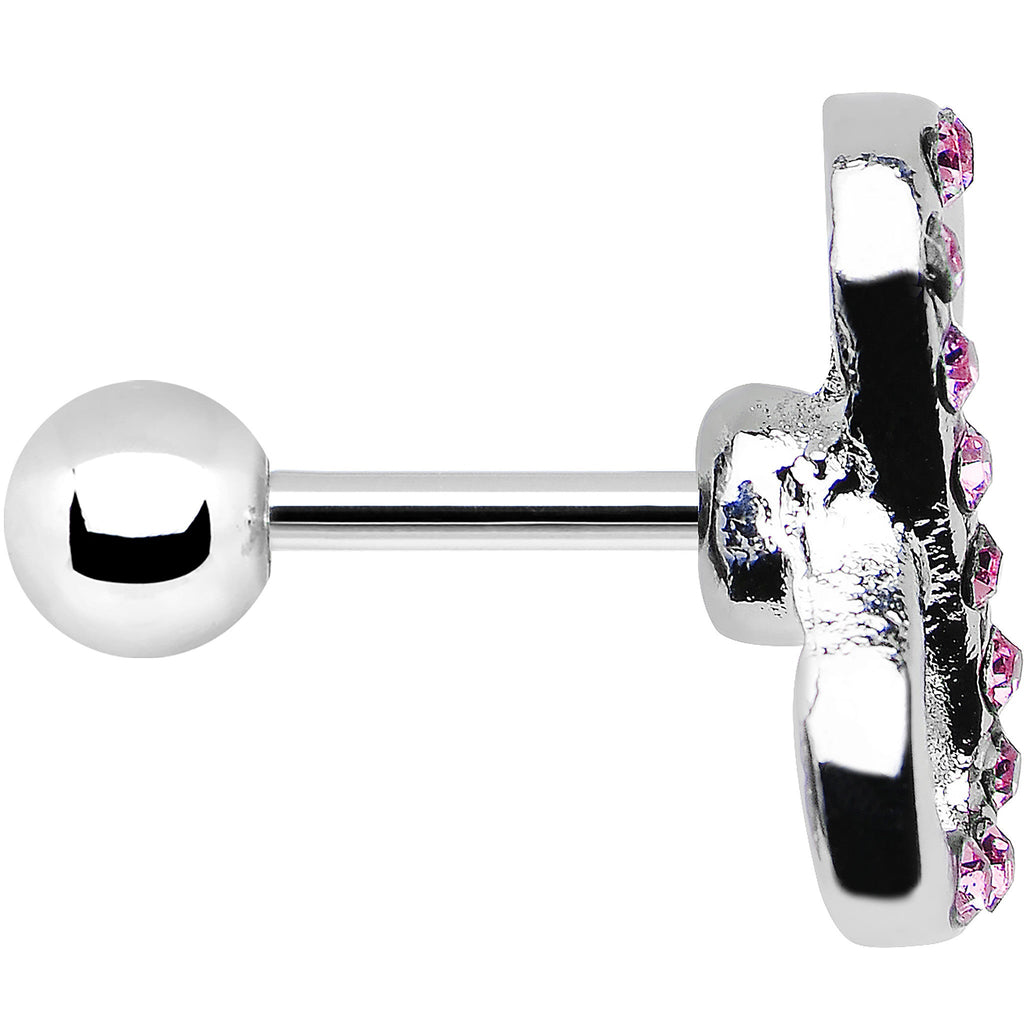 16G 1/4 Pink Gem Silver Tone Infinity Symbol Tragus Cartilage Earring