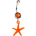 Orange Gem Neon Super Starfish Dangle Belly Ring