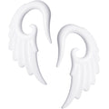 0G White Acrylic Angel Wing Hanger Taper Plug Set