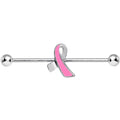 Pink Ribbon Breast Cancer Awareness Industrial Barbell 38mm