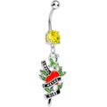 Yellow Gem Love Never Dies Tattoo Charm Dangle Belly Ring