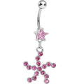 Pink Star Gem Pink Starfish Dangle Belly Ring