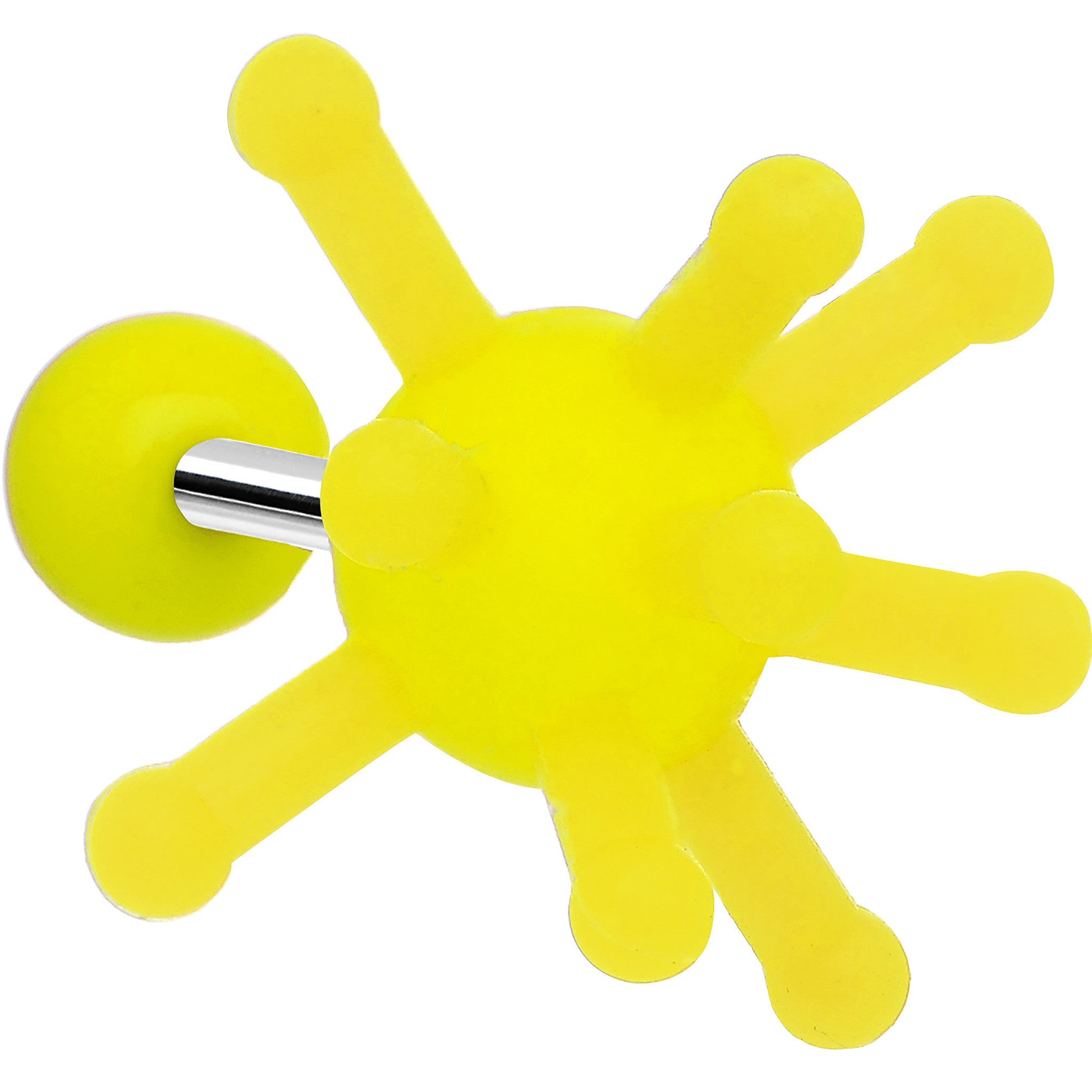 Yellow Neon Silicone Atom Barbell Tongue Ring