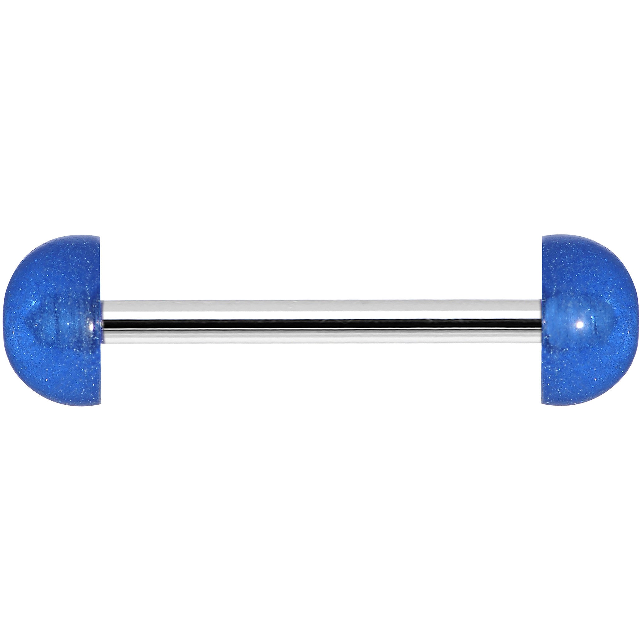 Blue Acrylic Half Ball Pixie Dust Barbell Tongue Ring