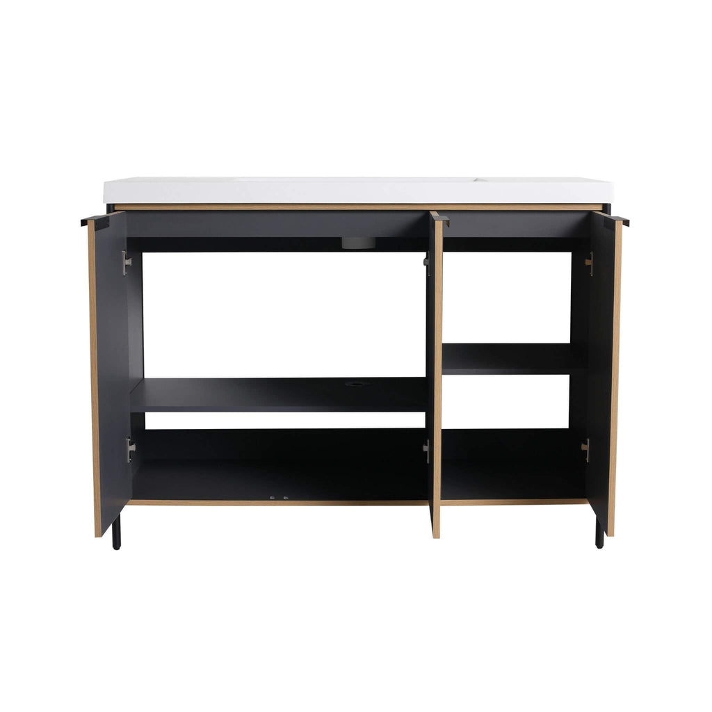 Nuvia 48-Inch Modern Light Coffee Freestanding Vanity With Resin Sink (SAK97502)