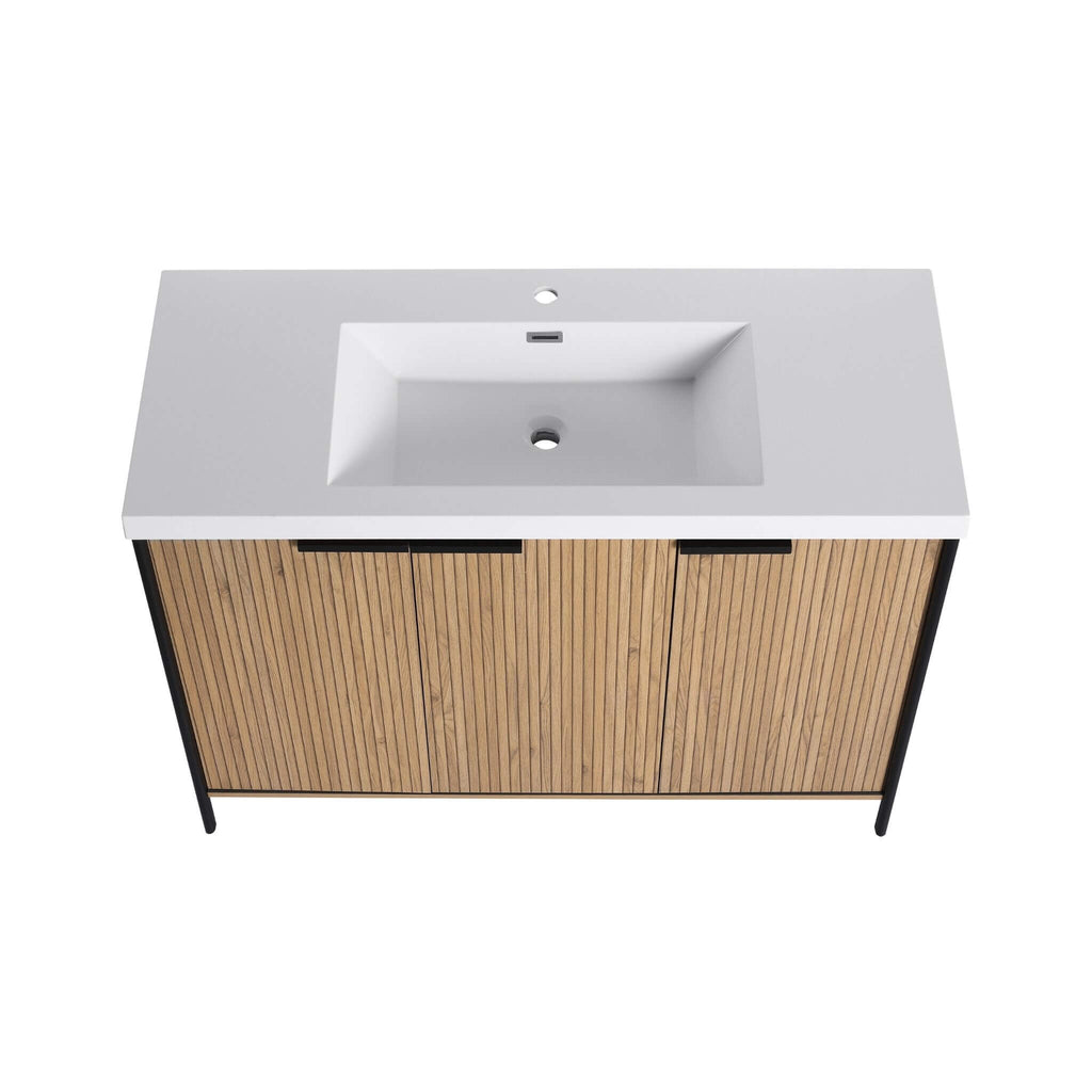 Nuvia 48-Inch Modern Light Coffee Freestanding Vanity With Resin Sink (SAK97502)