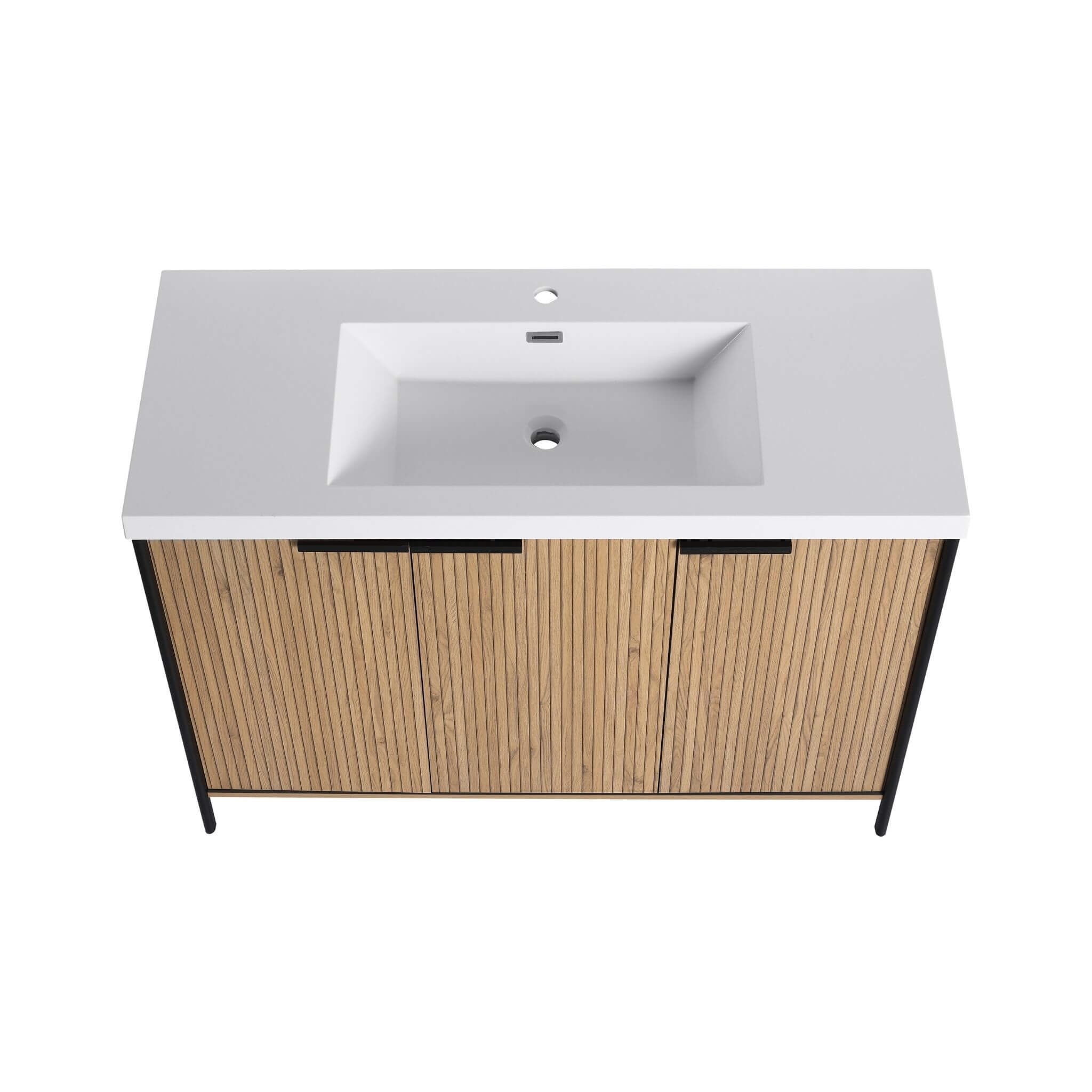 Nuvia 48-Inch Modern Light Coffee Freestanding Vanity With Resin Sink (SAK97502)
