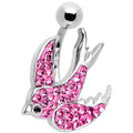 Pink Gem Soaring  Bird Belly Ring