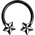 14G 9/16 Black White Nautical Star Horseshoe Circular Barbell