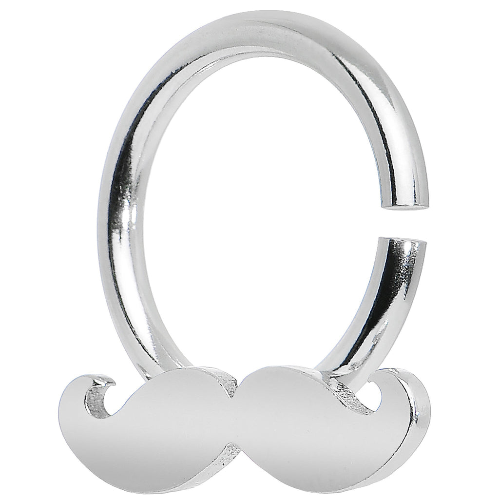 14G Shimmering Mustache Horseshoe Septum Ring