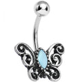 Turquoise Marquise Gem Antique Butterfly Belly Ring