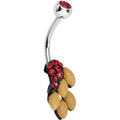 Orange Gem and Fruit on the Vine Belly Ring