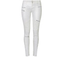 "Lola" White Faux Leather Zippered Knee Pencil Pants