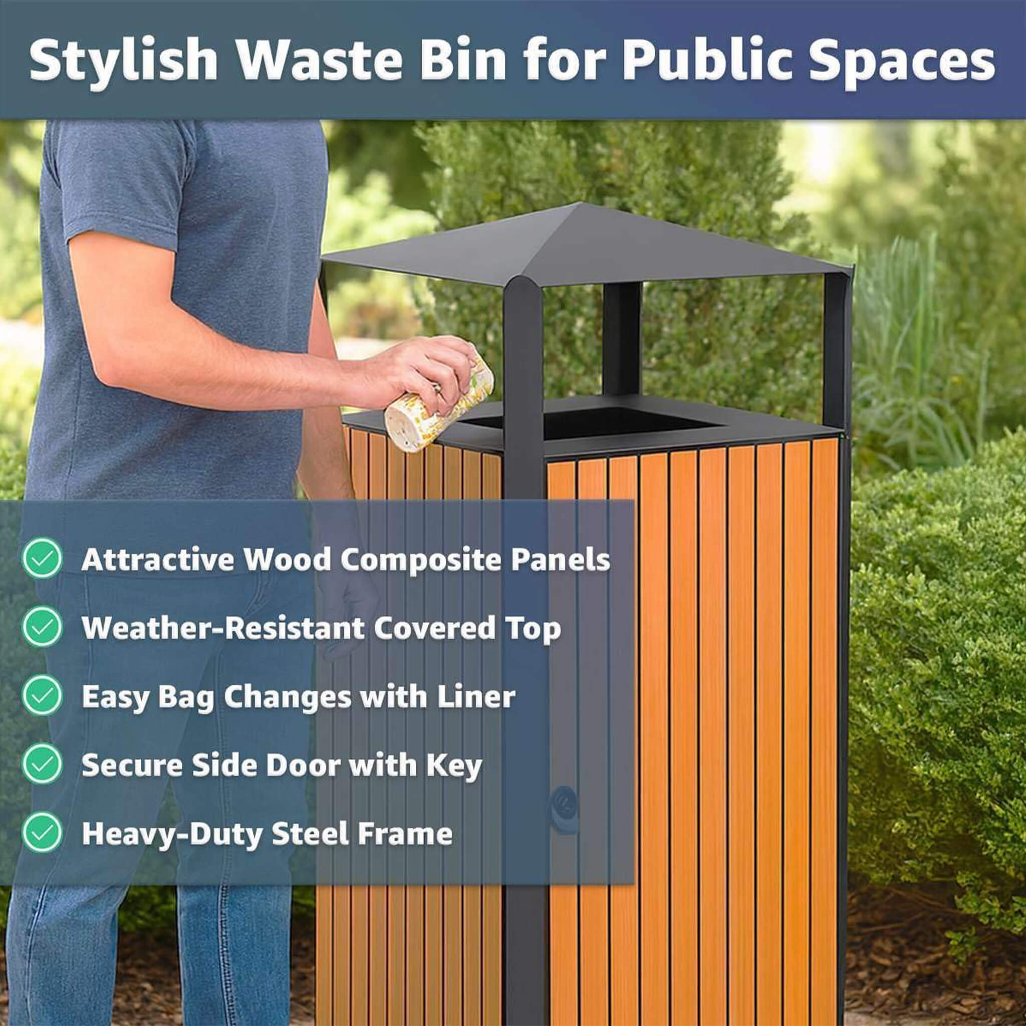 49-Gallon Heavy-Duty Commercial Outdoor Trash Can With Covered Top (SAK72136)