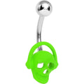 Green Neon Rocking Out Skull Belly Ring