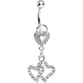 Clear Gem Triple Amorous Hearts Dangle Belly Ring