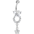 Clear Gem Hollow Eternity Butterfly Dangle Belly Ring