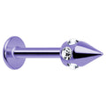 16G Purple Anodized Titanium Clear Gem Cone Labret Monroe