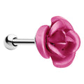 16G Perfect Pink Metallic Rose Flower Cartilage Stud Earring
