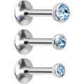 16G 1/4 Aqua Gem Helix Cartilage Barbell 3 Pack Set