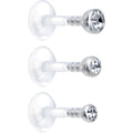 16G 1/4 Clear Gem Bioplast Triple Forward Helix Barbell 3 Pack Set